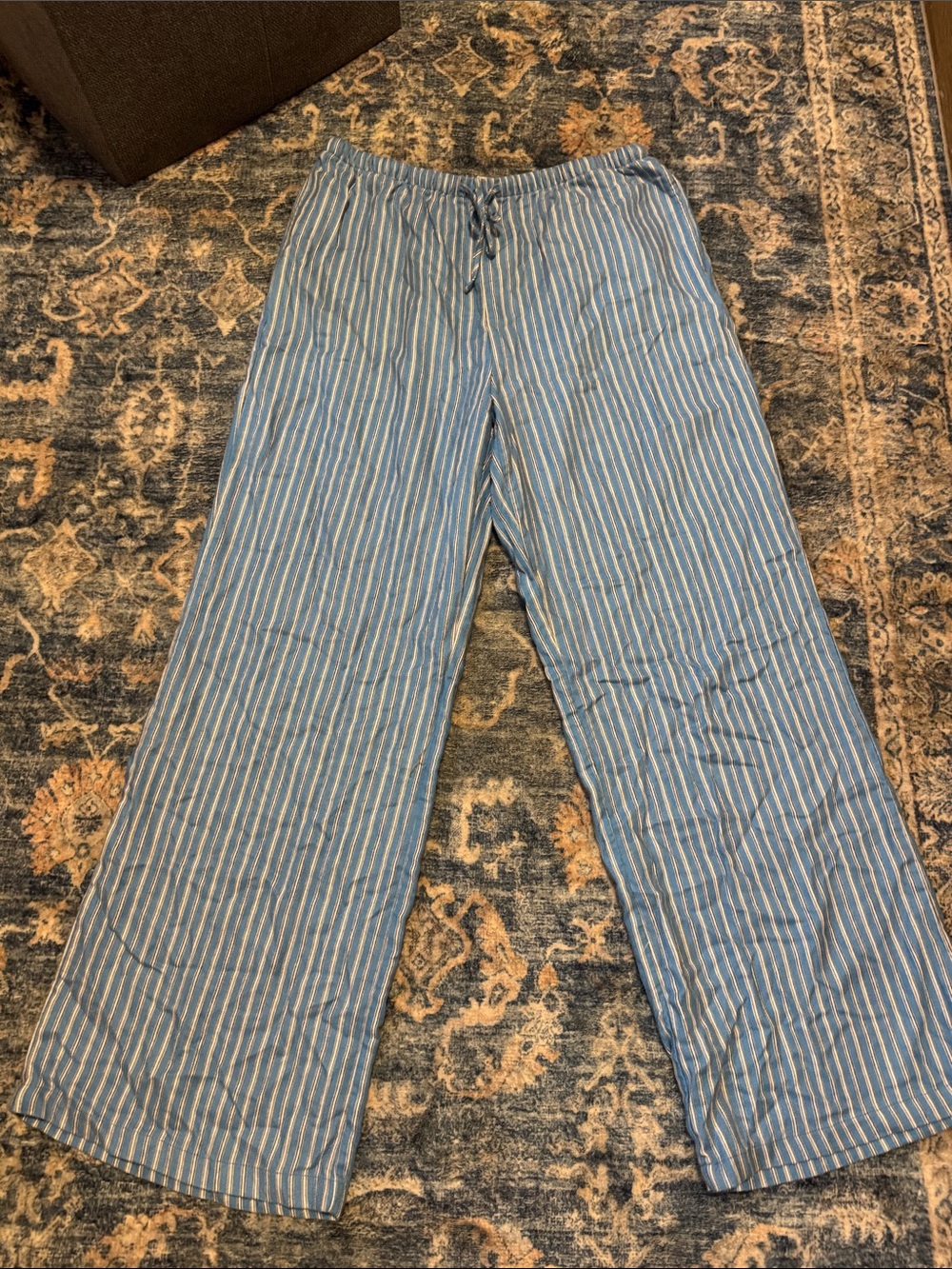 T.J.Maxx Light Blue & White Striped Lounge Track Pants